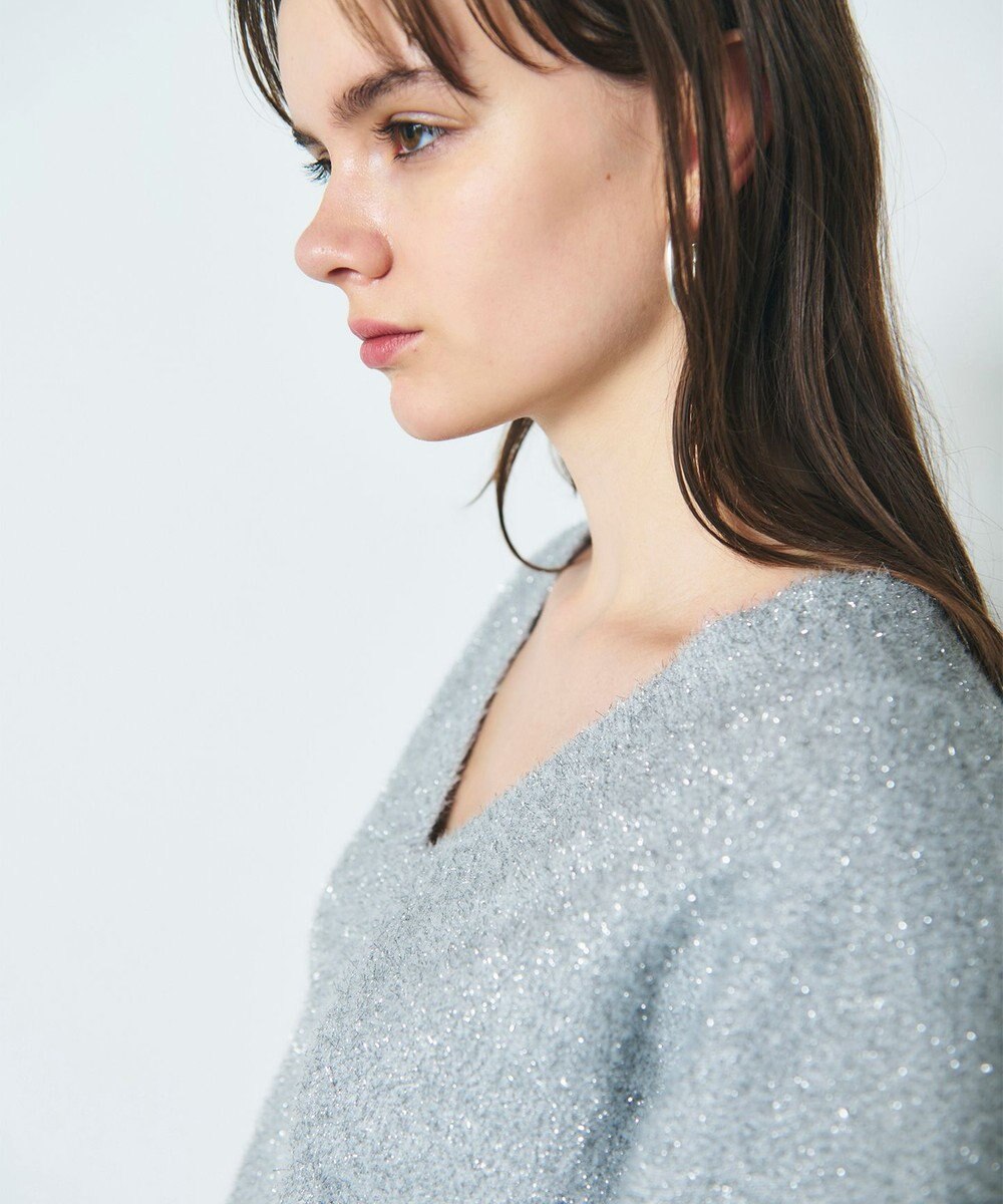 GRACE CONTINENTAL ラメVネックニットトップ 