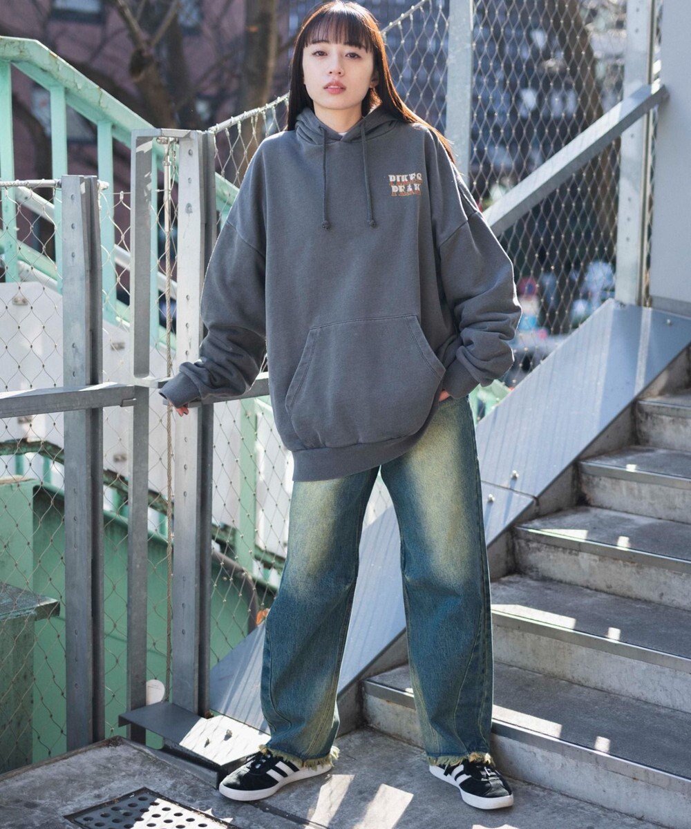 WEGO ピグメントグラフィックプルパーカー 