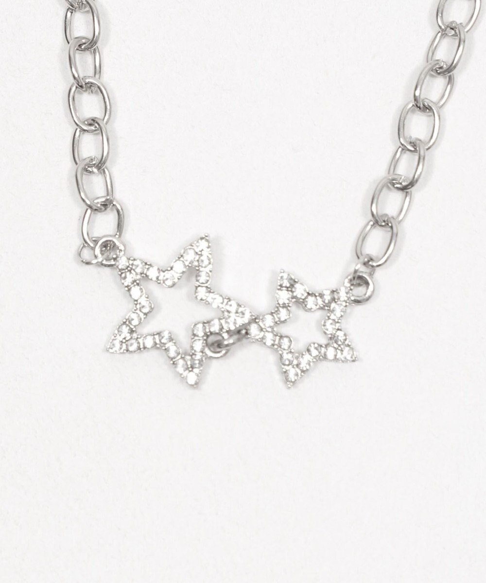 WEGO Lラインストーンダブルモチーフネックレス 