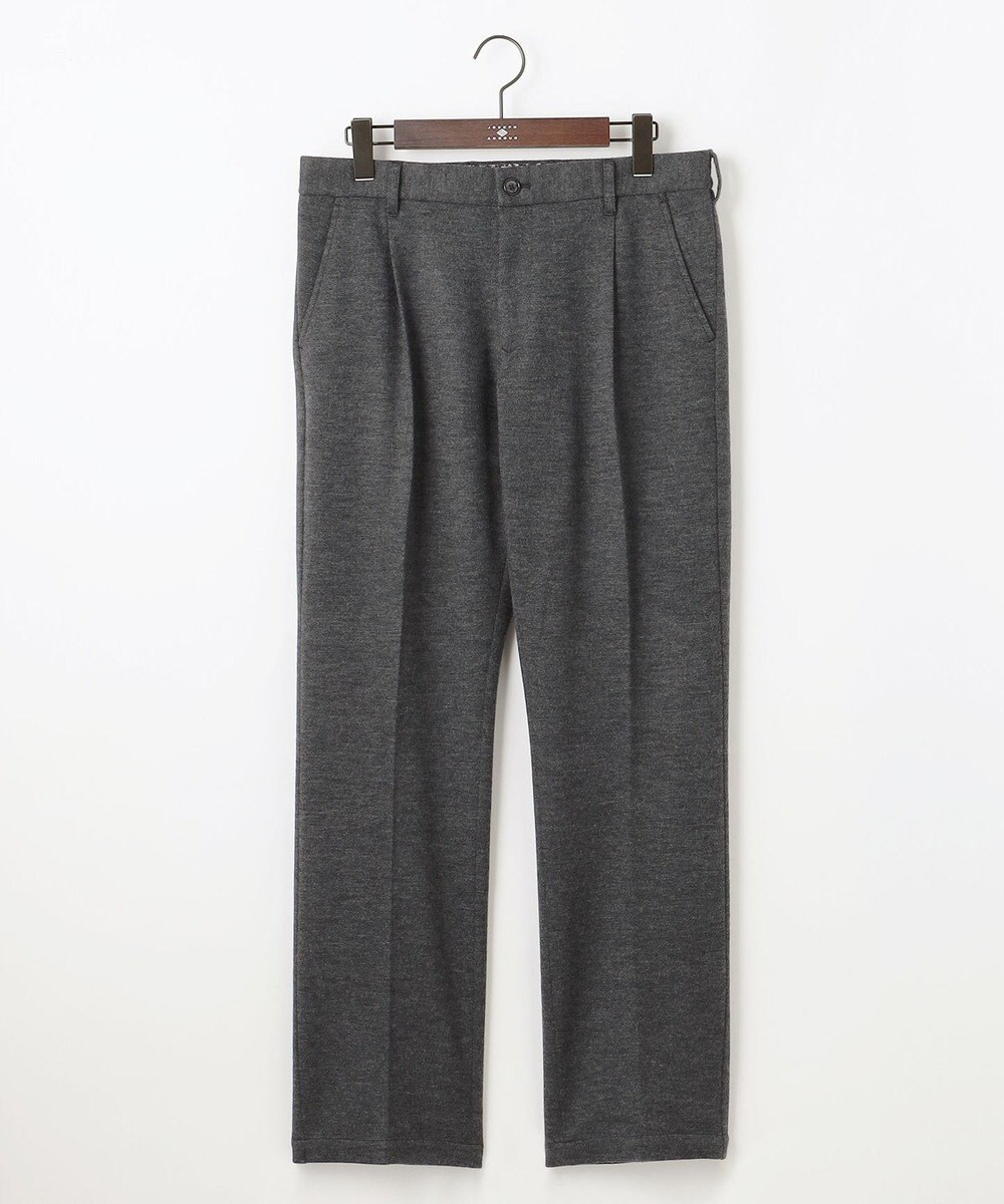 JOSEPH ABBOUD 【キングサイズ・軽量/ストレッチ/尾州産ジャージー素材】ウールミルドジャージータック パンツ 