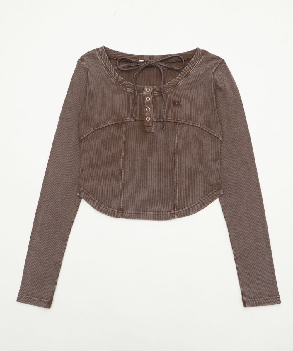 WEGO ヴィンテージウォッシュネックリボントップス 