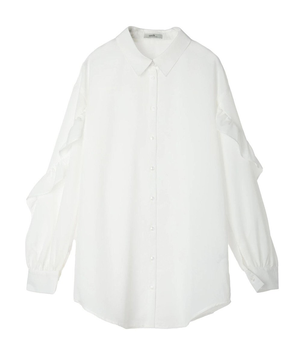 earth music&ecology フリルスリーブシャツ 