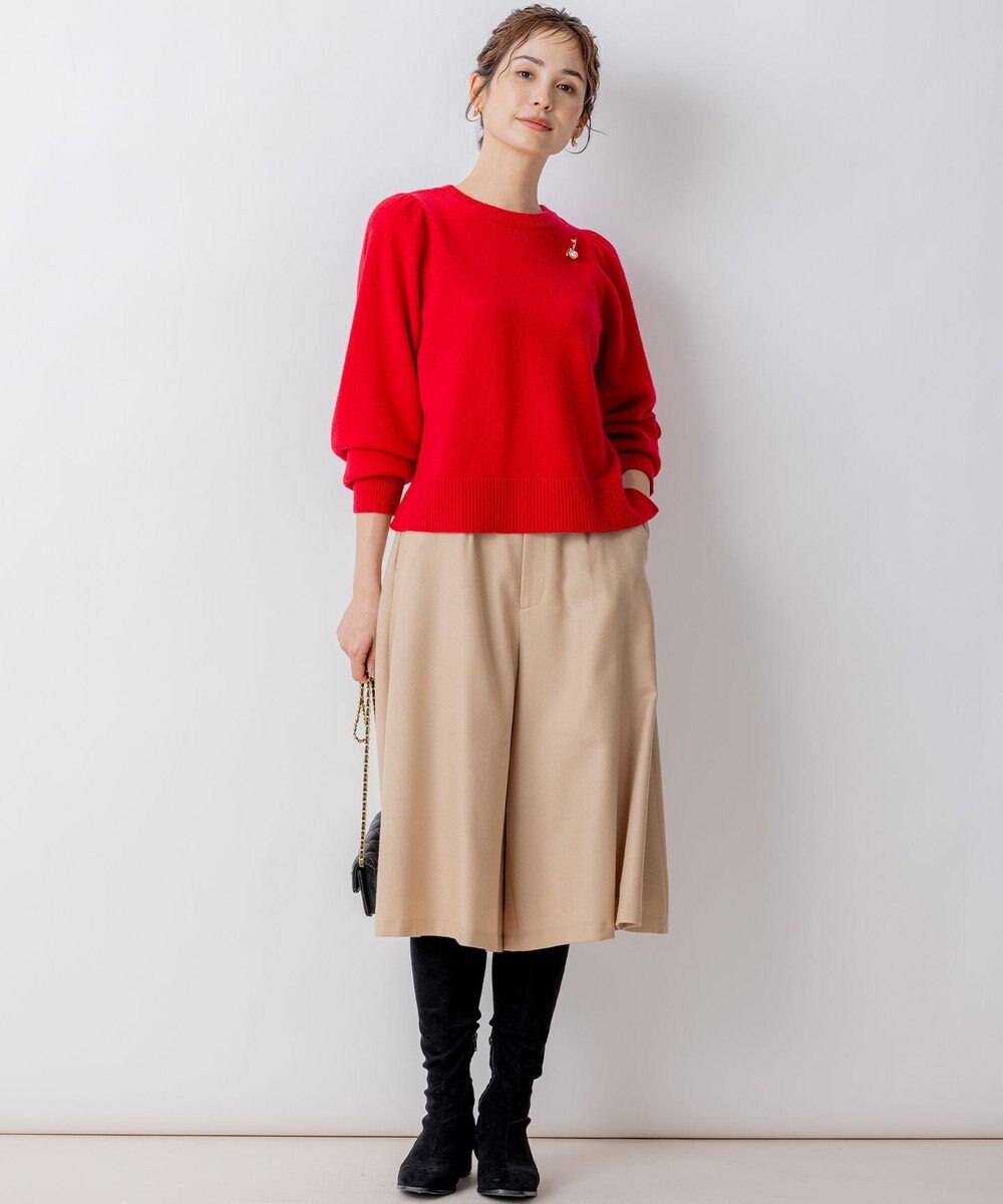 組曲 L 【WEB一部店舗限定】ウールジョーゼット キュロットパンツ 