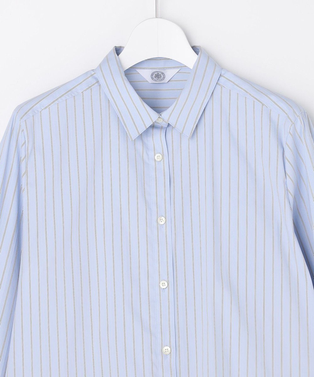 J.PRESS LADIES BEZコットンナイロン ストライプ シャツカラー ブラウス 