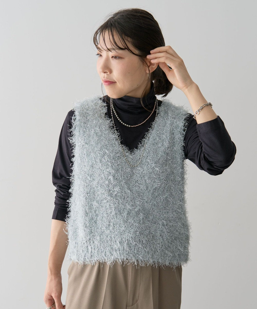 Green Parks Ｖネックフサフサベスト Light Gray