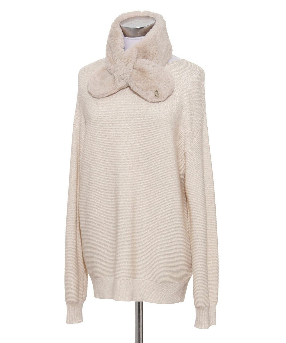 MOONBAT FURLA（フルラ）プチリボンマフラー  アーチロゴ フェイクファー 