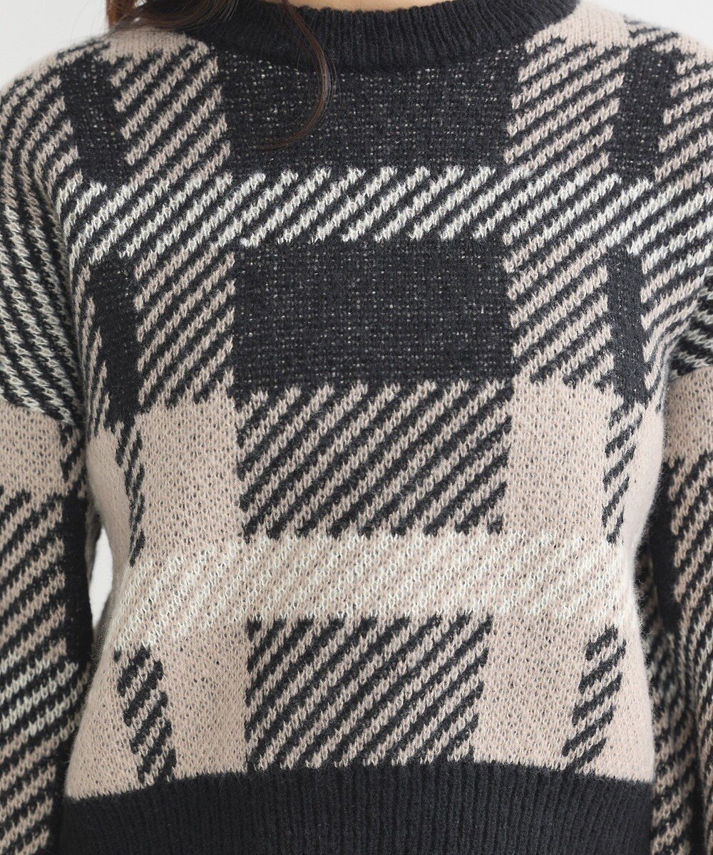 earth music&ecology チェックニットプルオーバー 