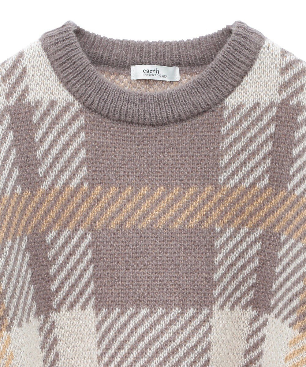 earth music&ecology チェックニットプルオーバー 