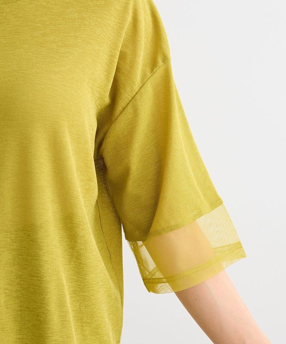 Green Parks 袖チュールドッキングシアー５分袖プルオーバー 