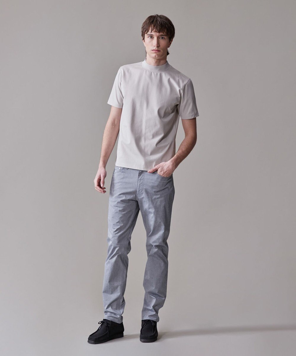 J.PRESS MEN シルクのような光沢感の上品Tシャツ【UVカット / 接触冷感 / 吸水速乾】【J.PRESS PREMIUM JERSEY】ポンチモックネック Tシャツ 