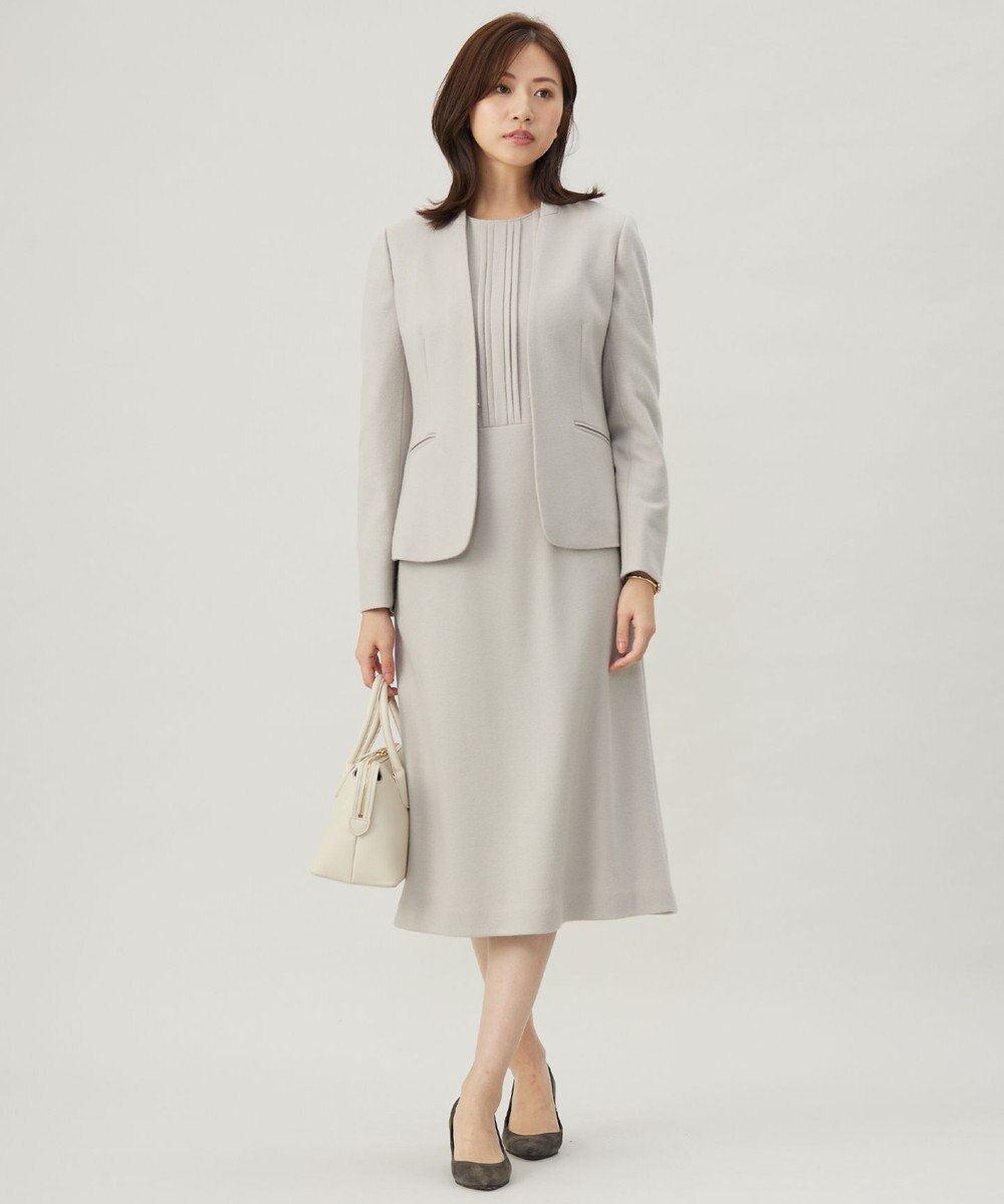 J.PRESS LADIES L 【セットアップ対応】ウールスムース タックディテール ワンピース 