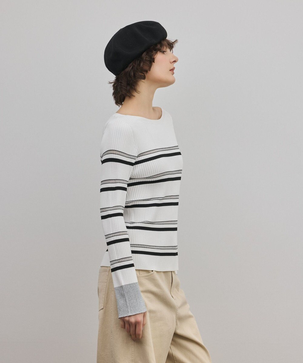 GRACE CONTINENTAL ラメボーダーニットトップ 