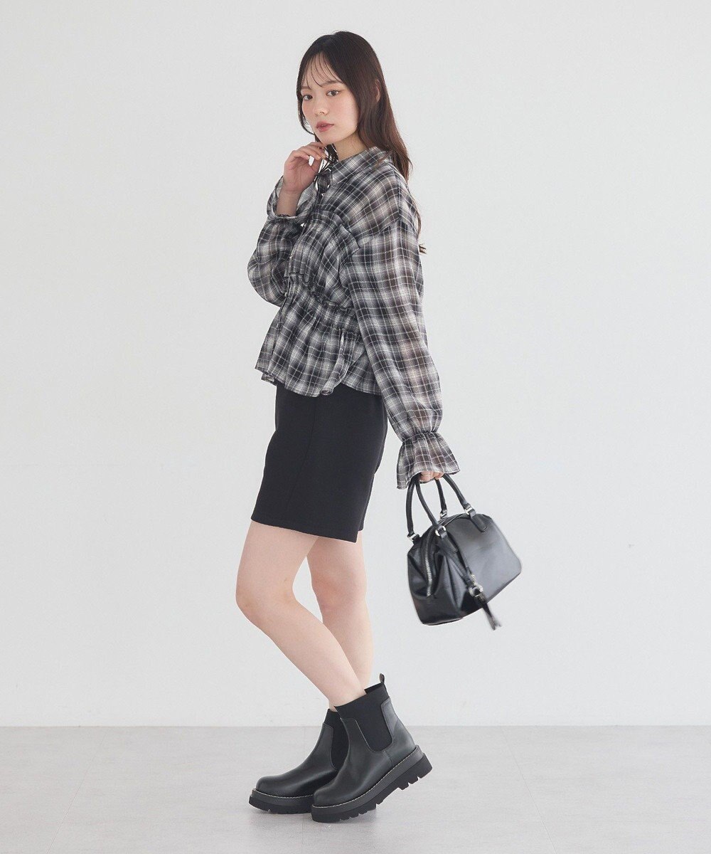 earth music&ecology シャーリングチェックシャツ 