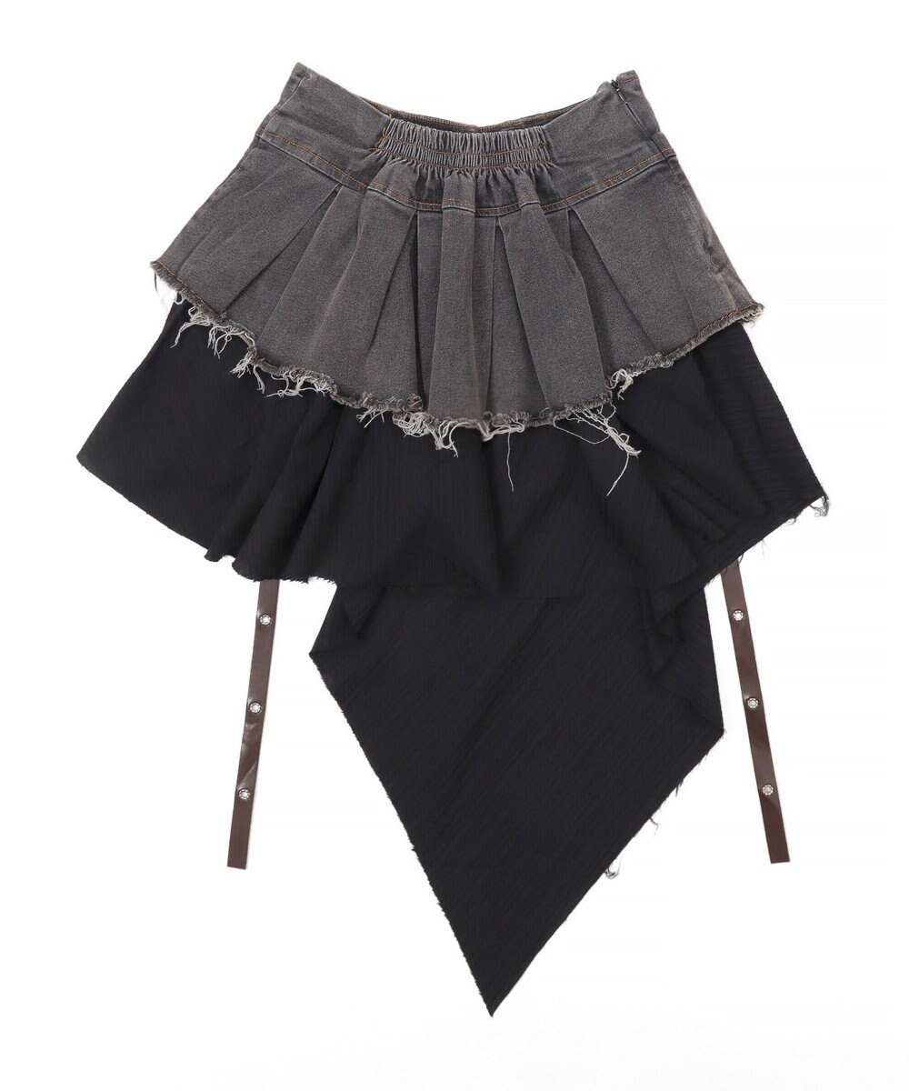 WEGO イレギュラーヘムデニムスカパン 