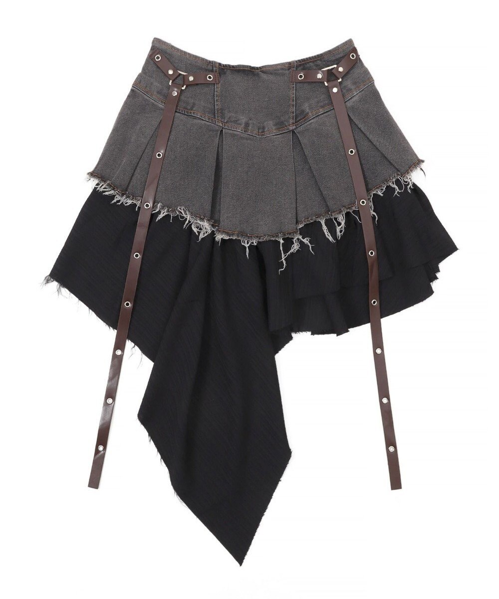 WEGO イレギュラーヘムデニムスカパン 