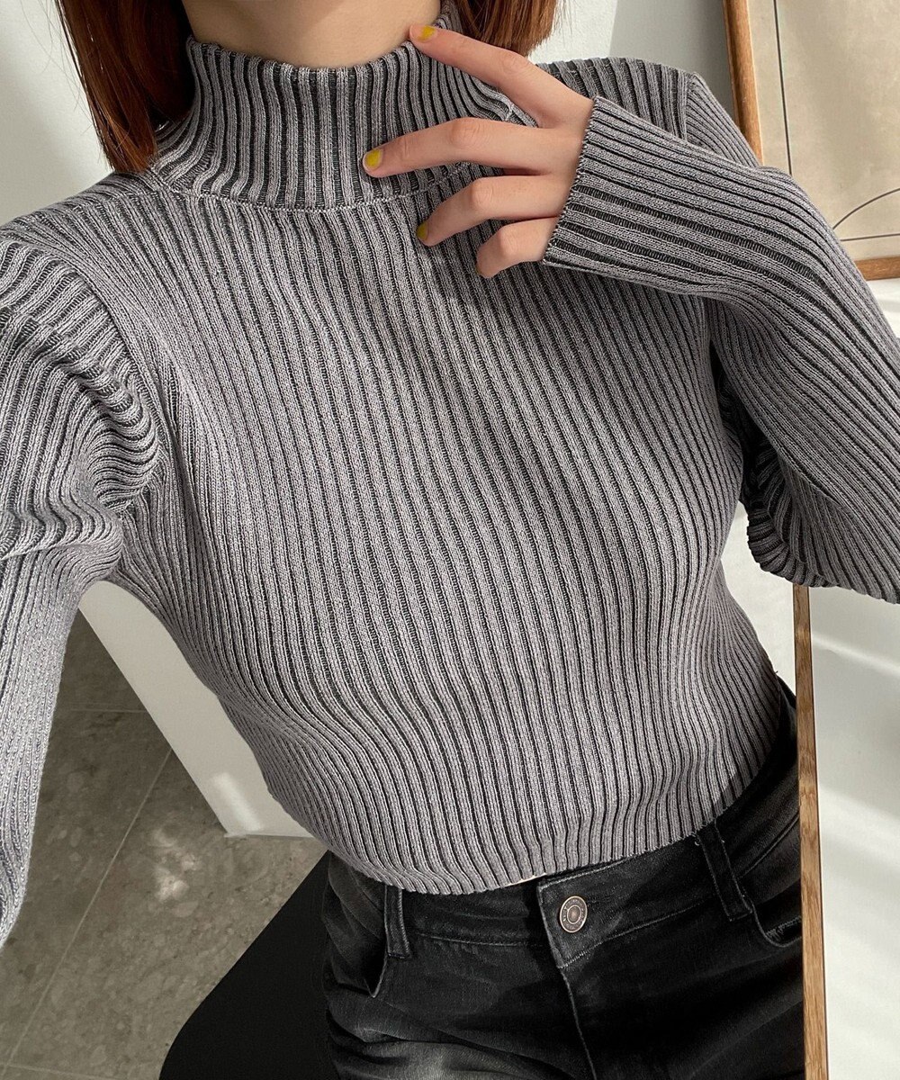 WEGO リブハイネックショートニット 