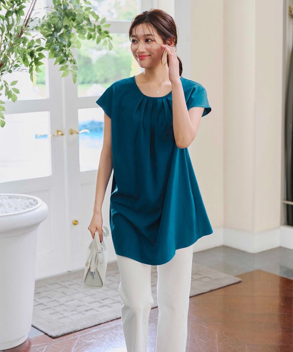 Tiaclasse 【洗える】フレアフレンチチュニックブラウス 