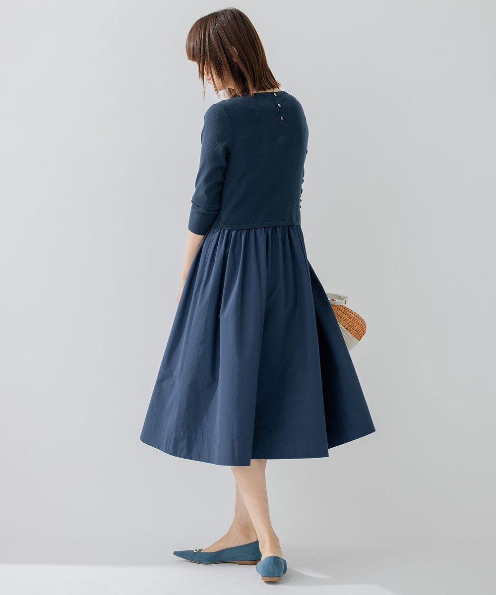 23区 【洗える】ハイカウントライトタフタ ドッキング ワンピース 