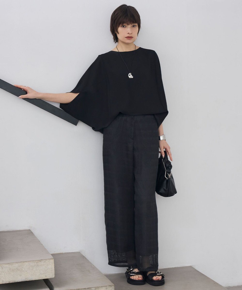 ICB スクエアチェックレノクロス ワイドストレートパンツ 