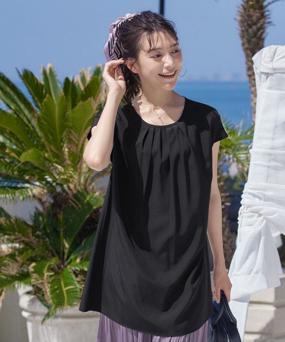 Tiaclasse 【洗える】フレアフレンチチュニックブラウス 