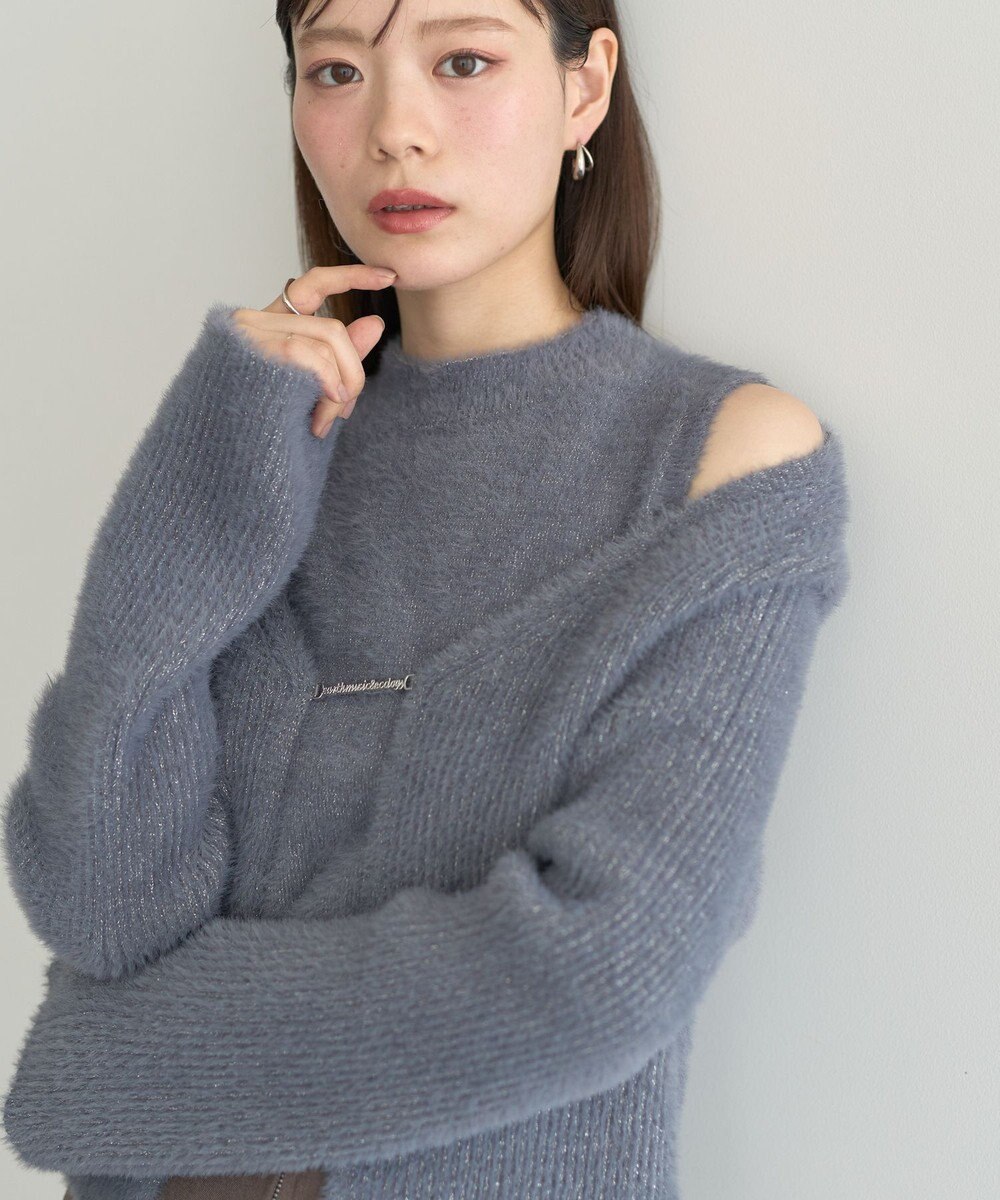 earth music&ecology SET2点チャーム付きシャギーニット＋インナー 