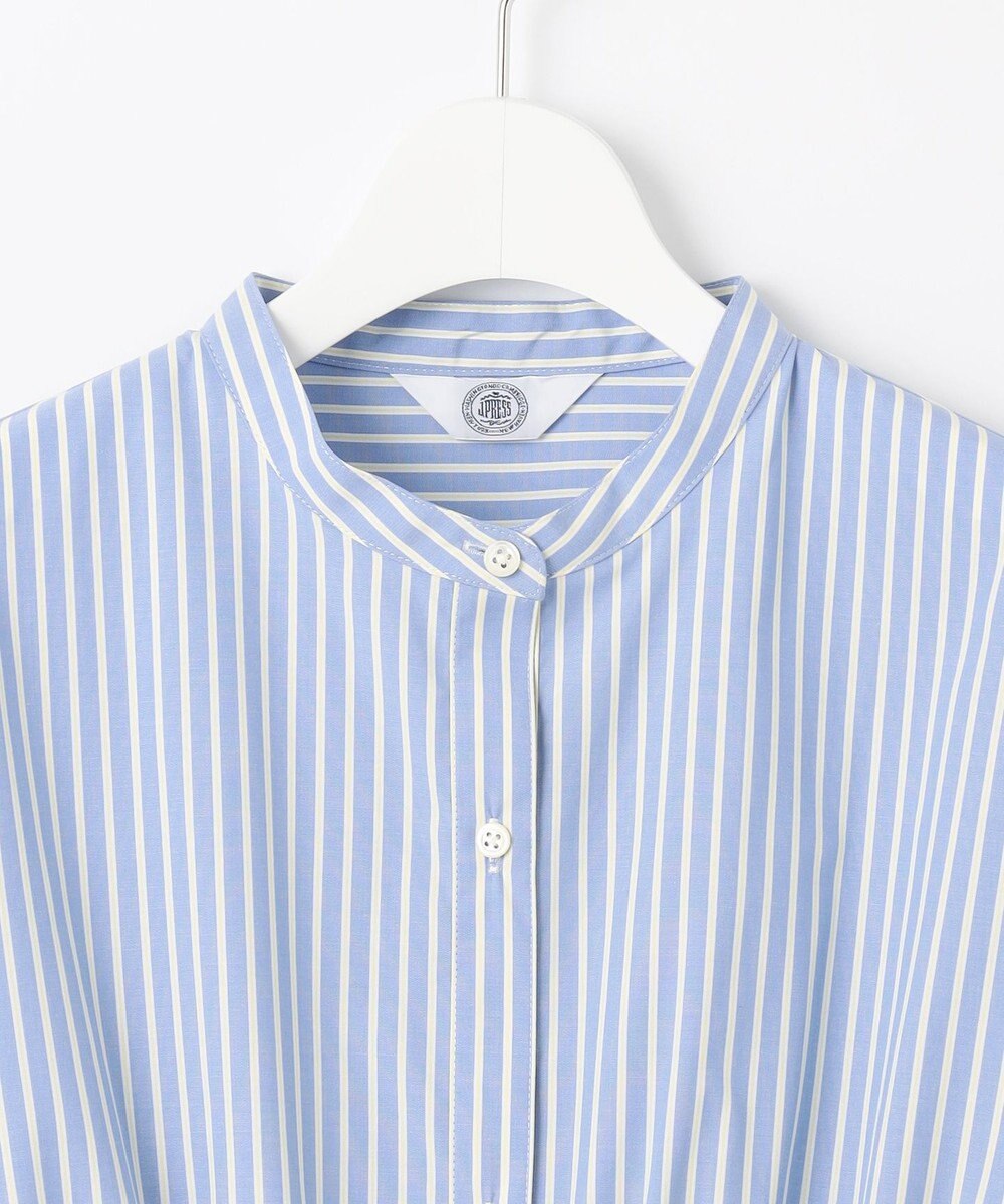 J.PRESS LADIES 【洗える・接触冷感・UVケア】エステネージュストライプ シャーリング  ブラウス 