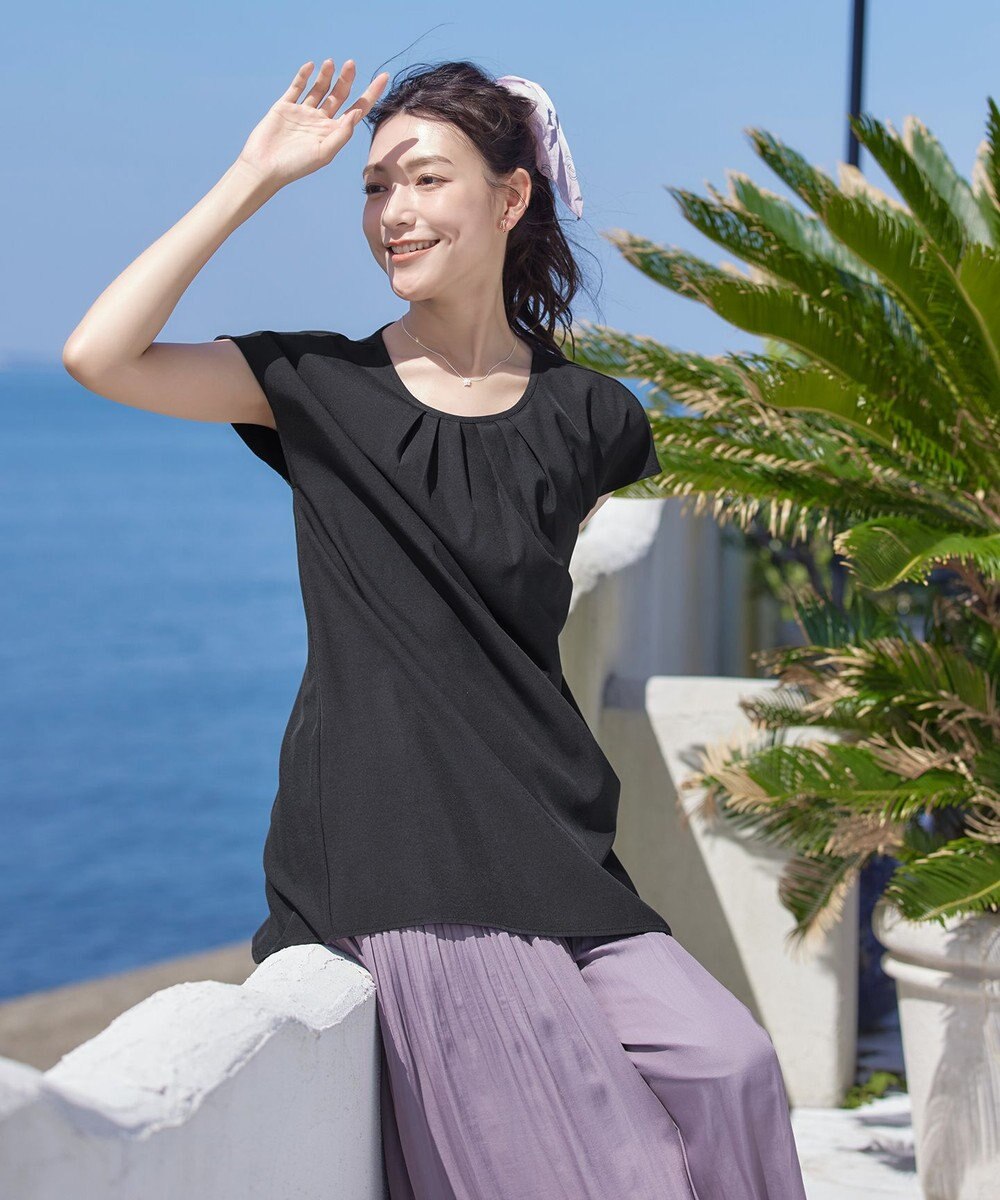 Tiaclasse 【洗える】フレアフレンチチュニックブラウス 