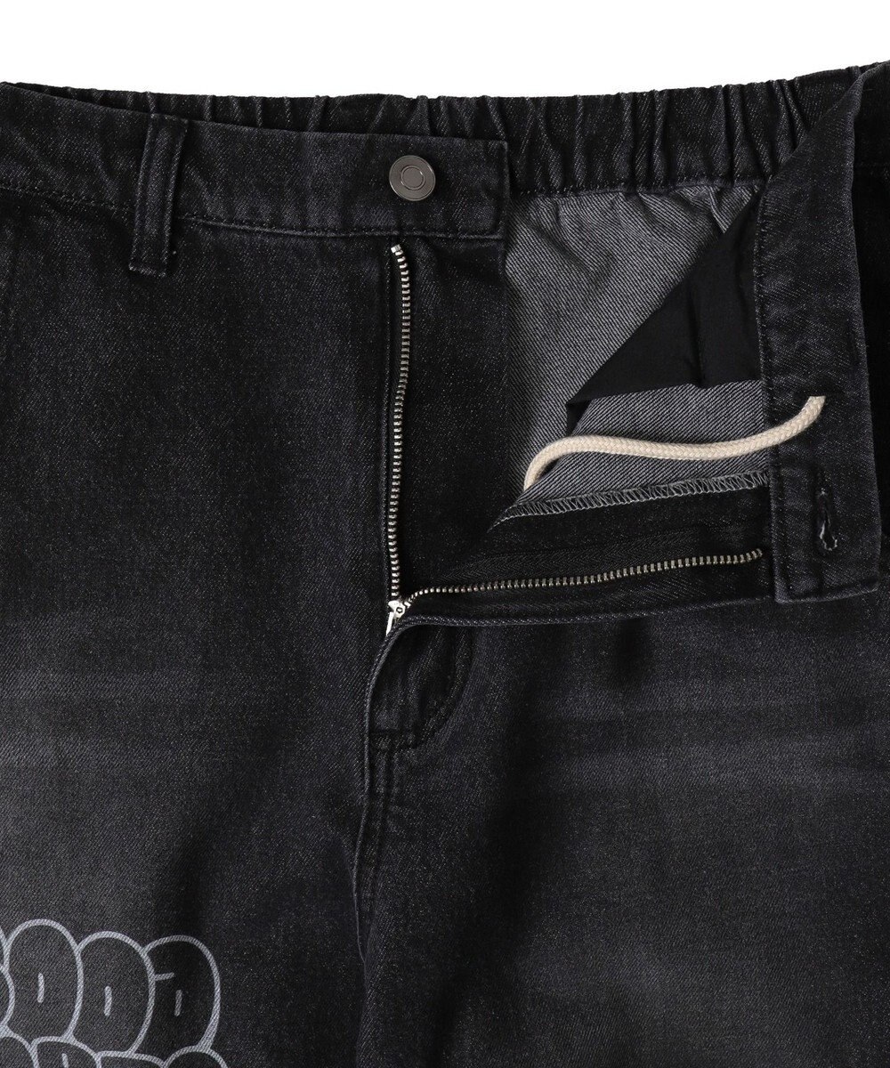 WEGO 【ウエスト紐で調整】イージーペインターグラフィックデニムパンツ 