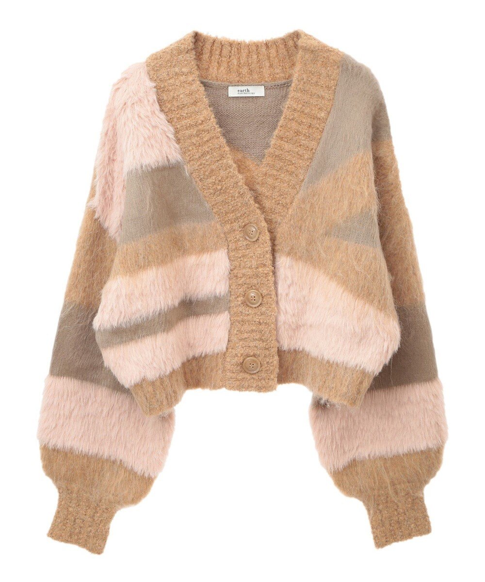 earth music&ecology フェザーミックスインターシャカーディガン 
