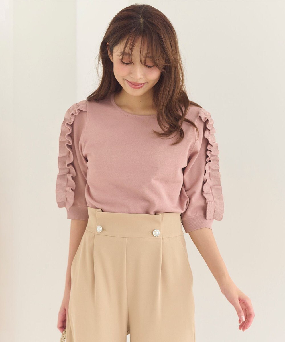 Feroux 【洗える】フリルスリーブニット 