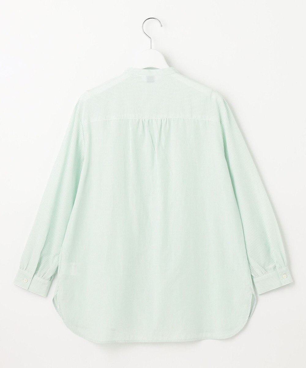 J.PRESS LADIES 【洗える】 コットンアセVis ストライプ バンドカラー ブラウス 