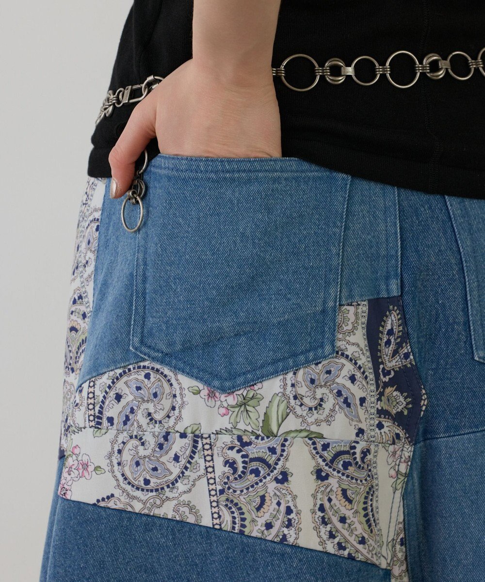 GRACE CONTINENTAL スカーフコンビデニムスカート 