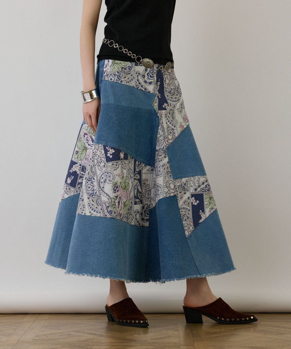 GRACE CONTINENTAL スカーフコンビデニムスカート 