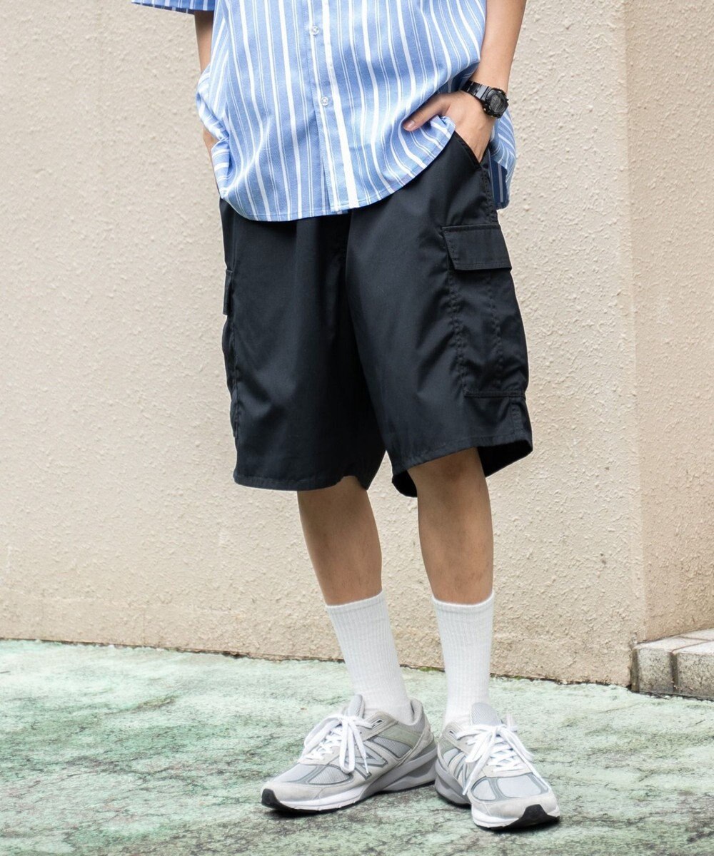 WEGO 【ウエストゴム/手洗い可】ワイドカーゴショーツ 