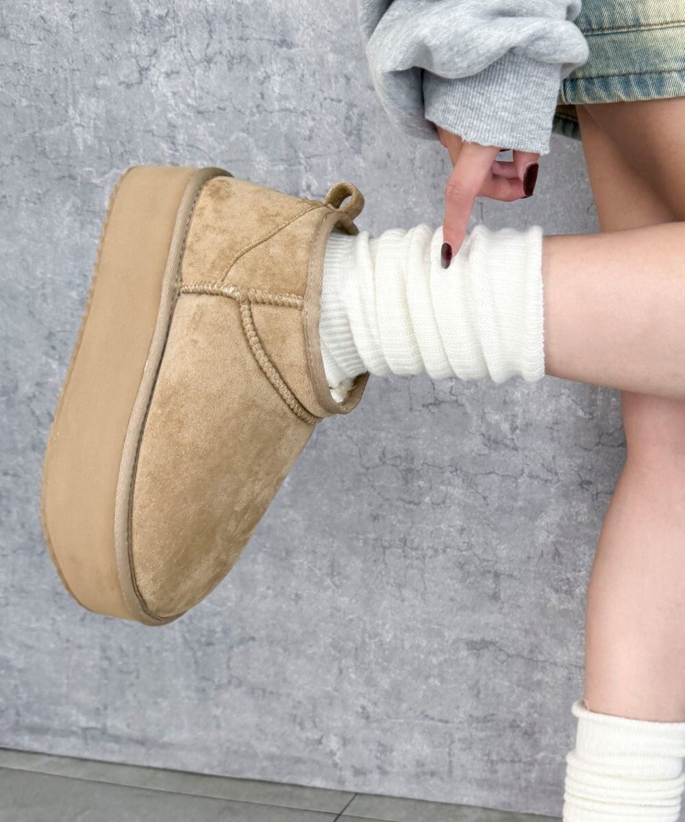 WEGO 【25年秋冬新作/あったかブーツ】厚底ムートンタッチブーツ 