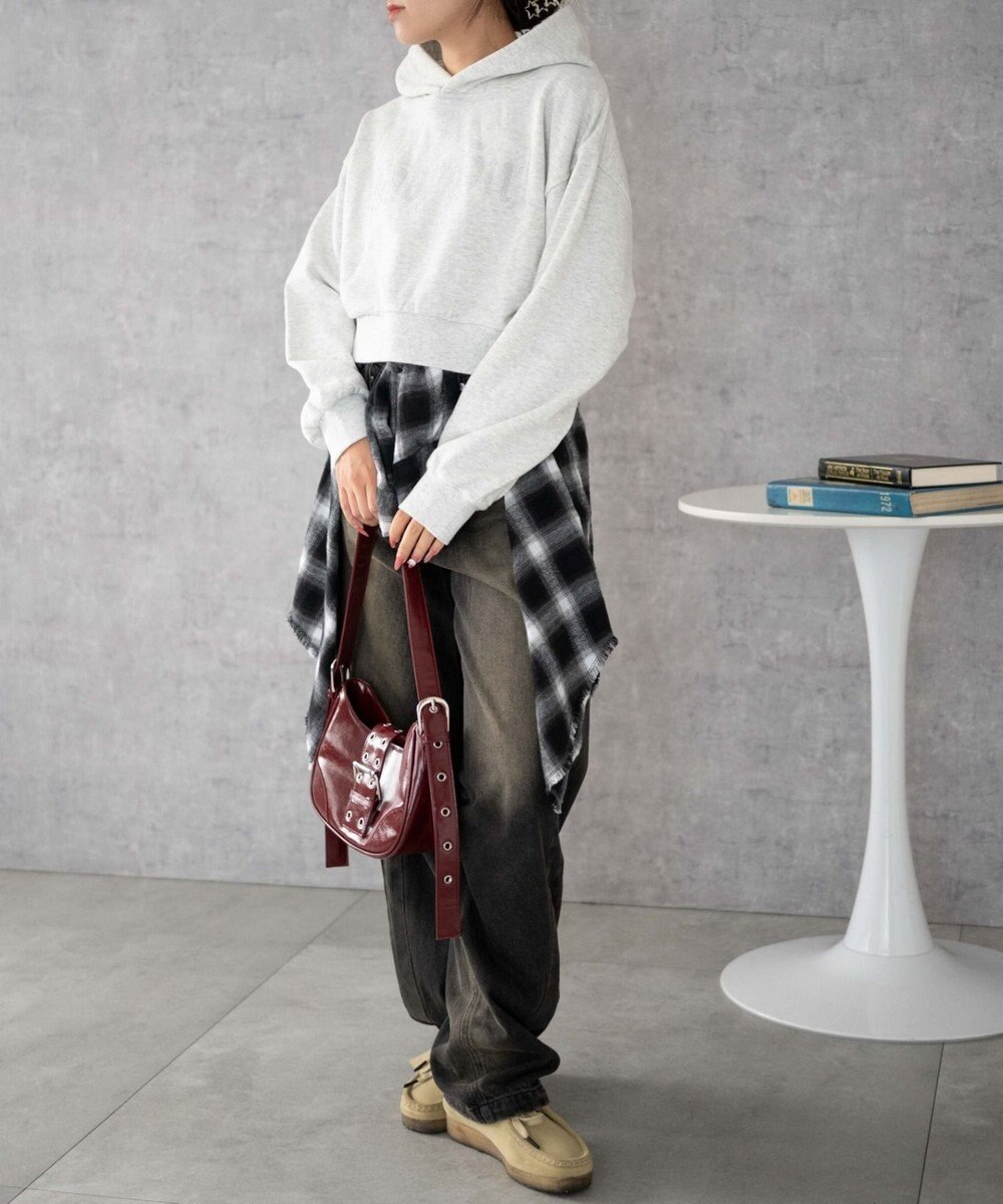 WEGO ラインストーンショートプルパーカー 