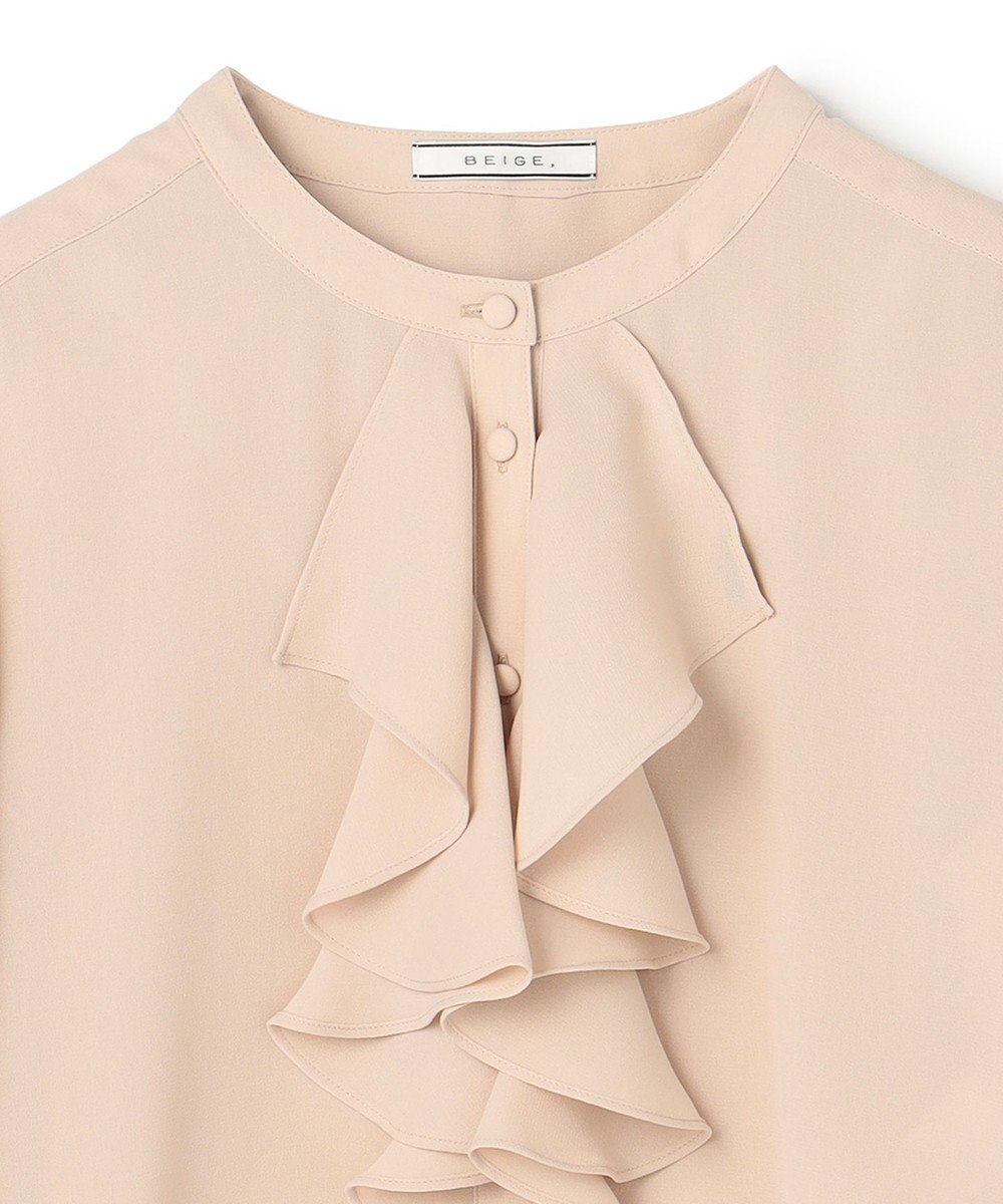BEIGE， 【WEB限定・洗える】CLARION / バンドカラーフリルブラウス 