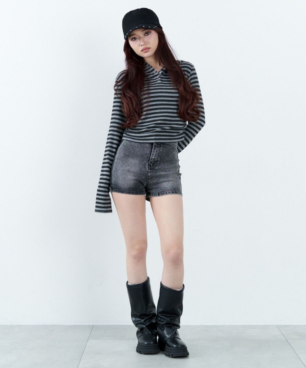 WEGO ハイウエストマイクロデニムショーツ 