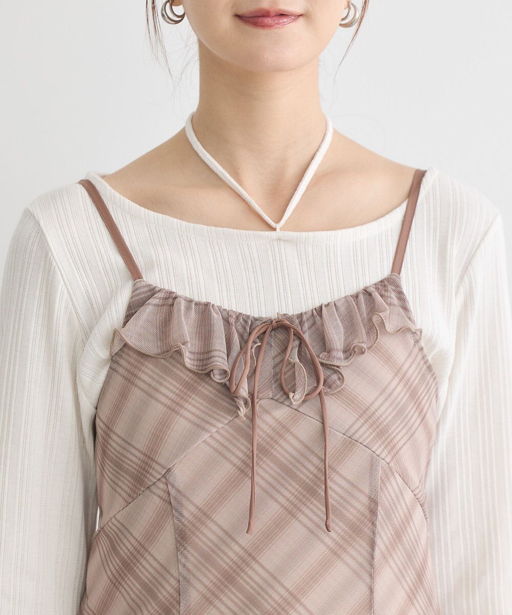 earth music&ecology フロントリボンチェックミニキャミワンピース 