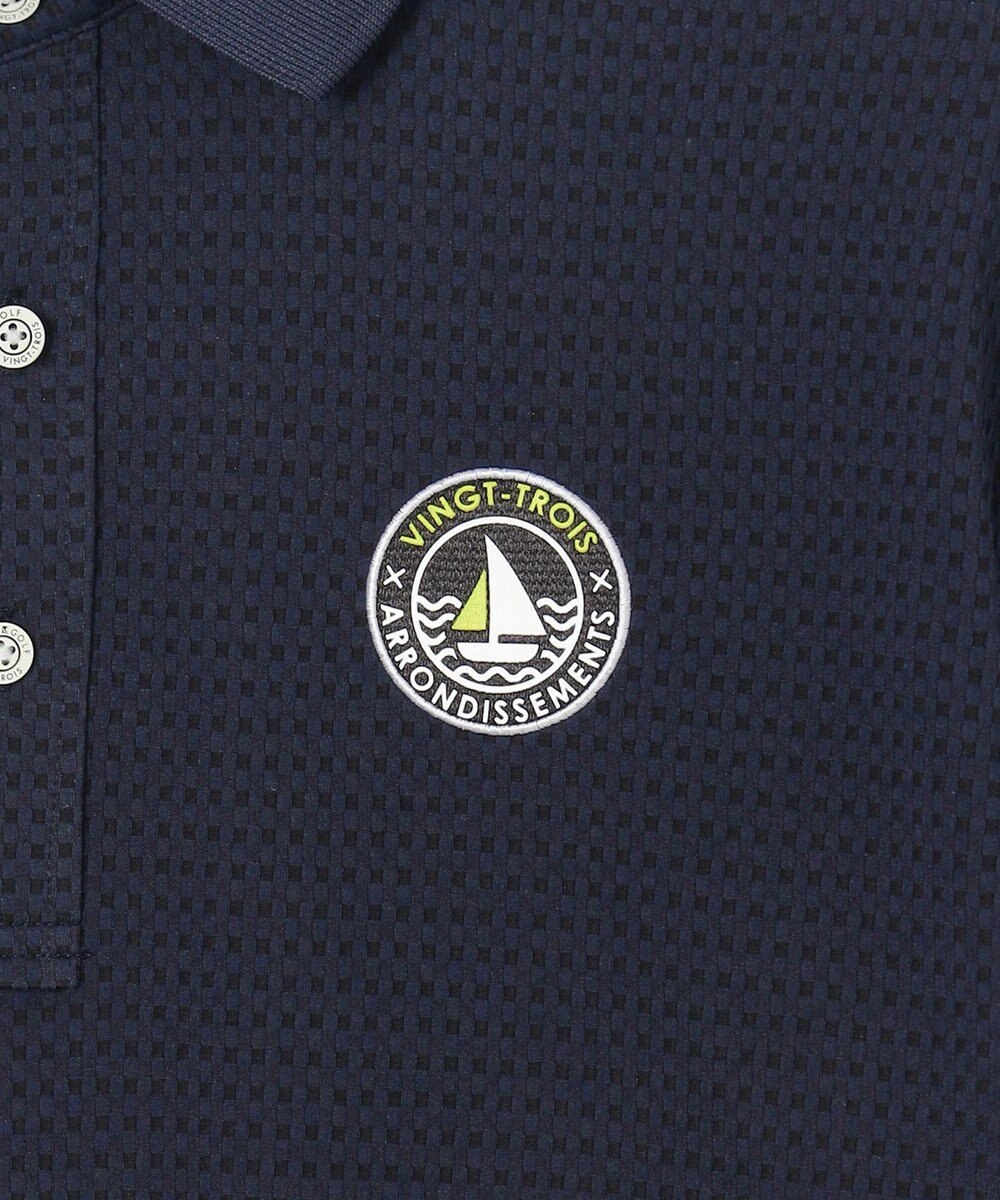 23区GOLF 【MEN】【ストレッチ性】ポリエステルサッカー 半袖ポロシャツ 涼感素材で肌離れGOOD 