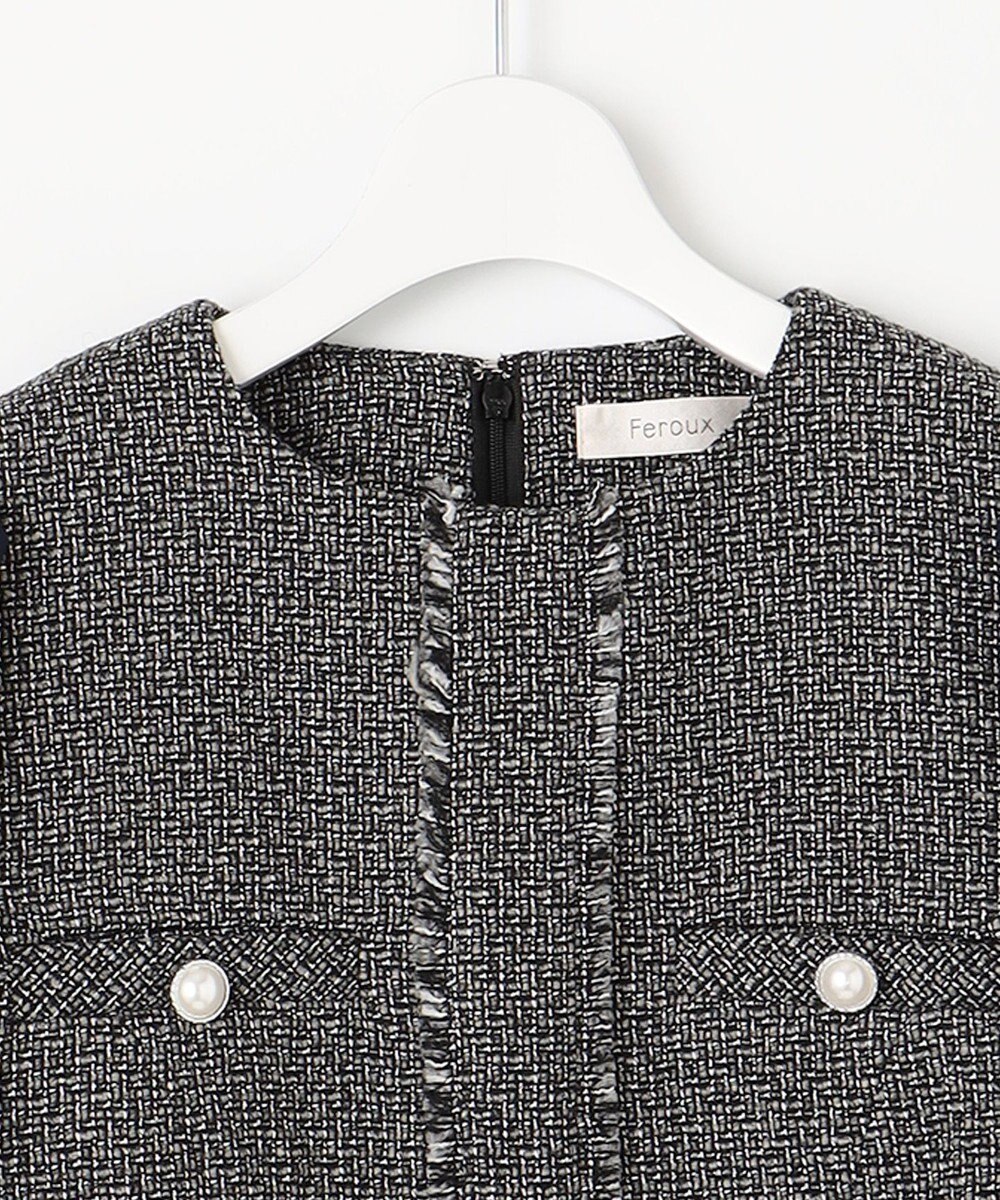 Feroux 【洗える】ツイードコンビミディ ワンピース 