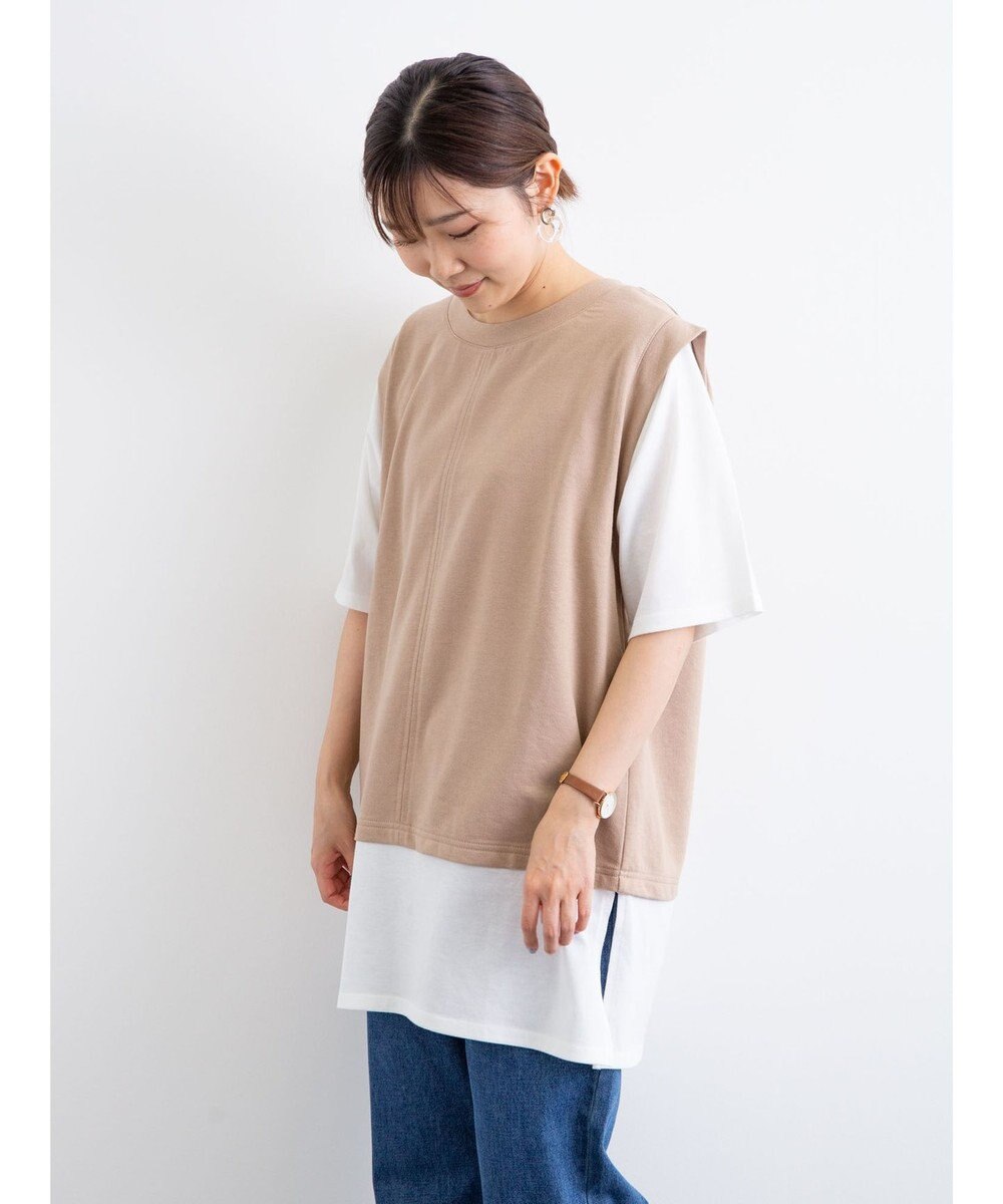 Green Parks レイヤード風ドッキングプルオーバー Beige