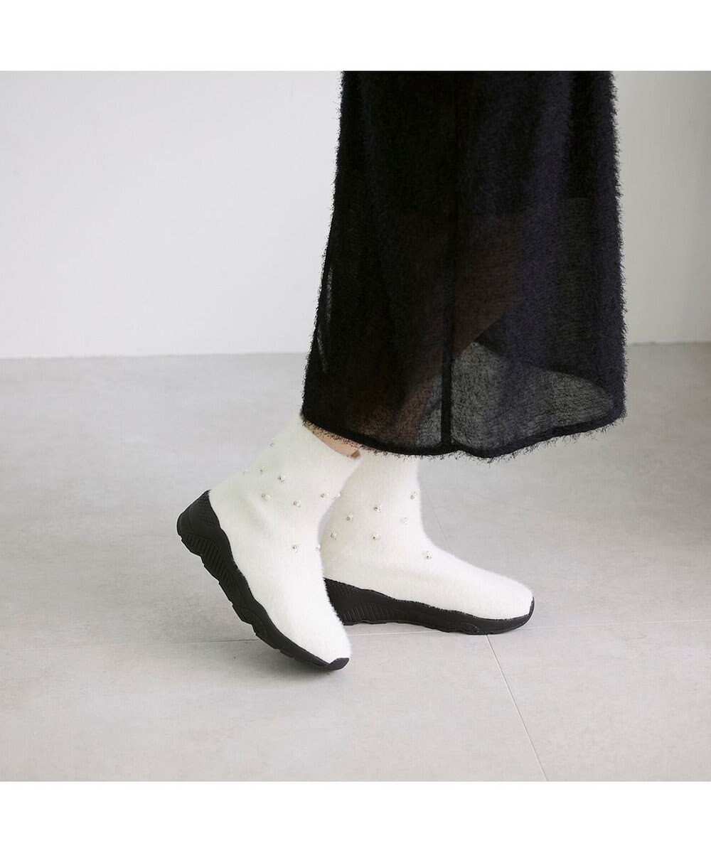 MODE ET JACOMO <carino>ビジュー付きニットブーツ 