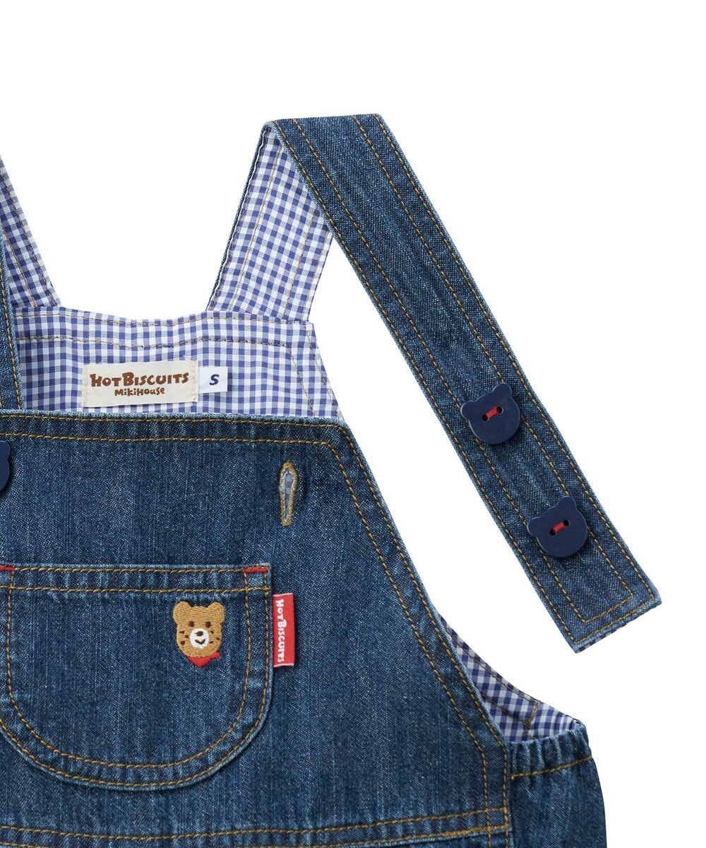 MIKI HOUSE HOT BISCUITS 【70-110cm】ワンポイント 6オンスデニム オーバーオール 