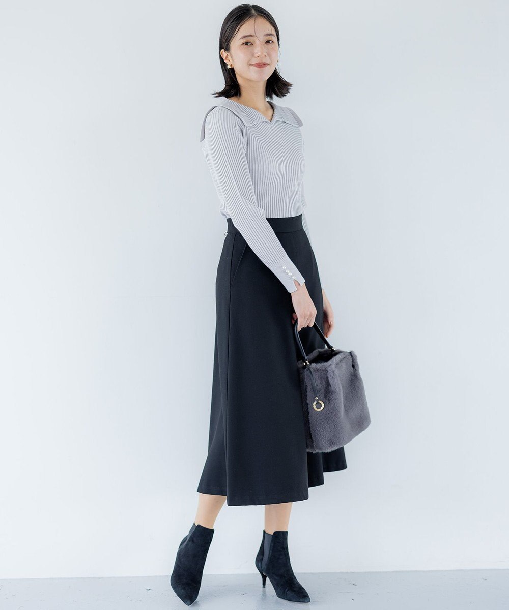 組曲 T/Rツイルストレッチ フレアパンツ 