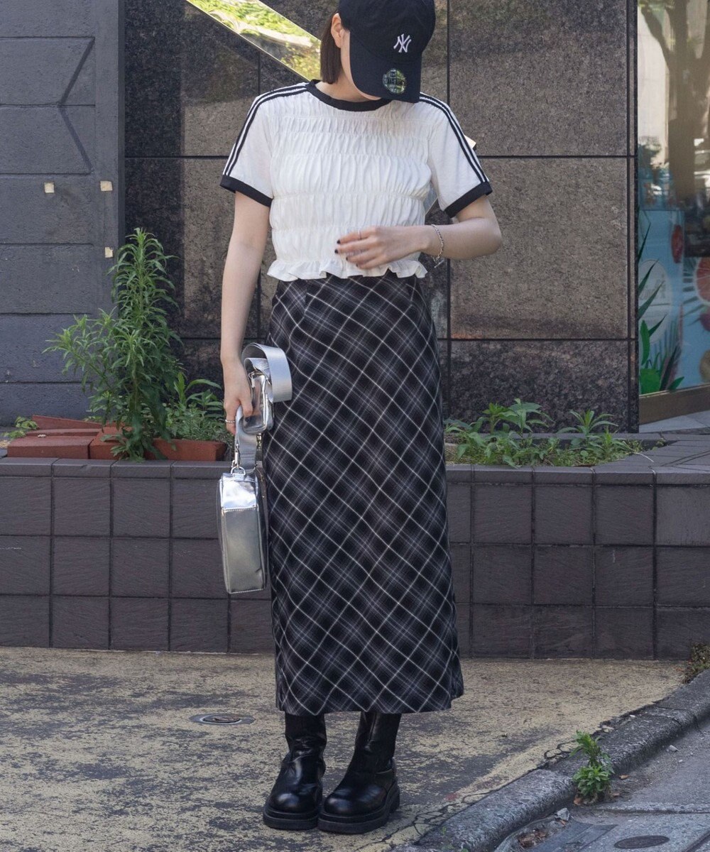 WEGO ラインデザインシャーリングトップス 