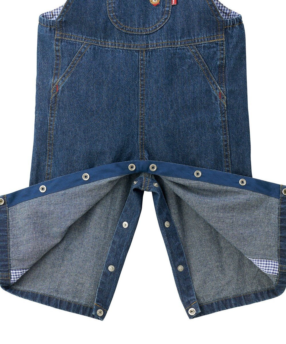 MIKI HOUSE HOT BISCUITS 【70-110cm】ワンポイント 6オンスデニム オーバーオール 
