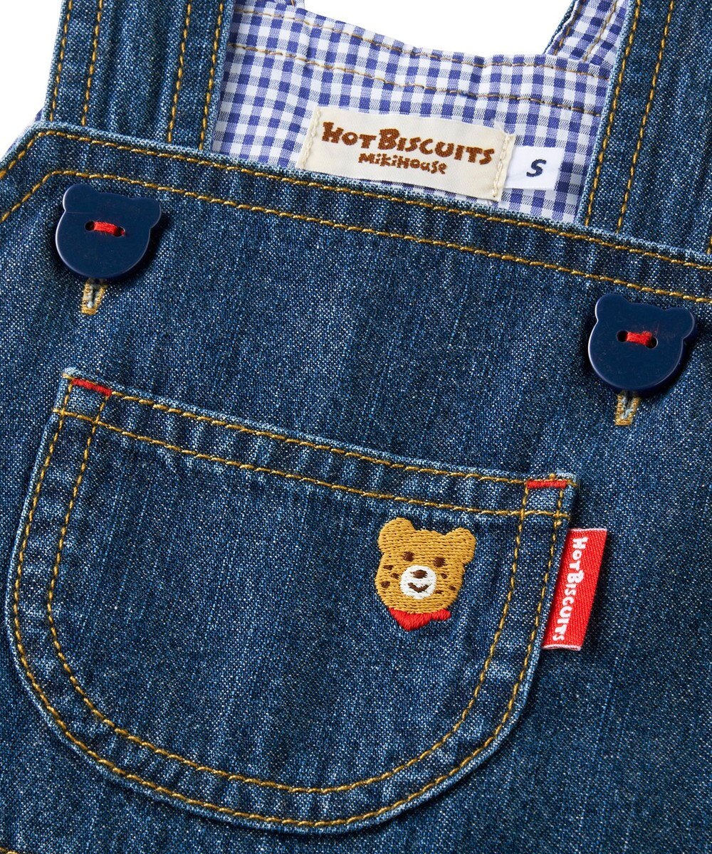 MIKI HOUSE HOT BISCUITS 【70-110cm】ワンポイント 6オンスデニム オーバーオール 