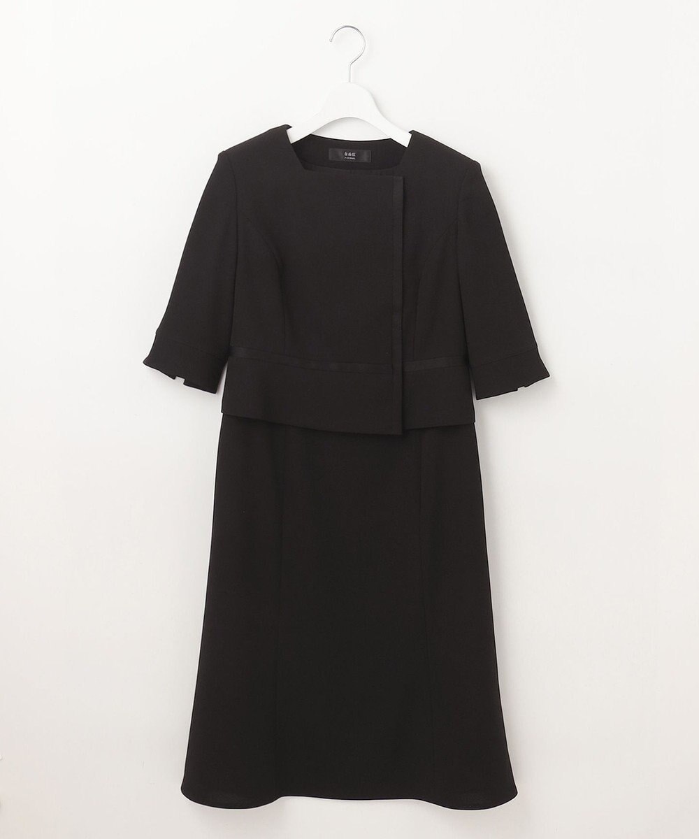 自由区 FORMAL 【前開きワンピース】ドビーボーダーリボン ジャケット+ワンピース 
