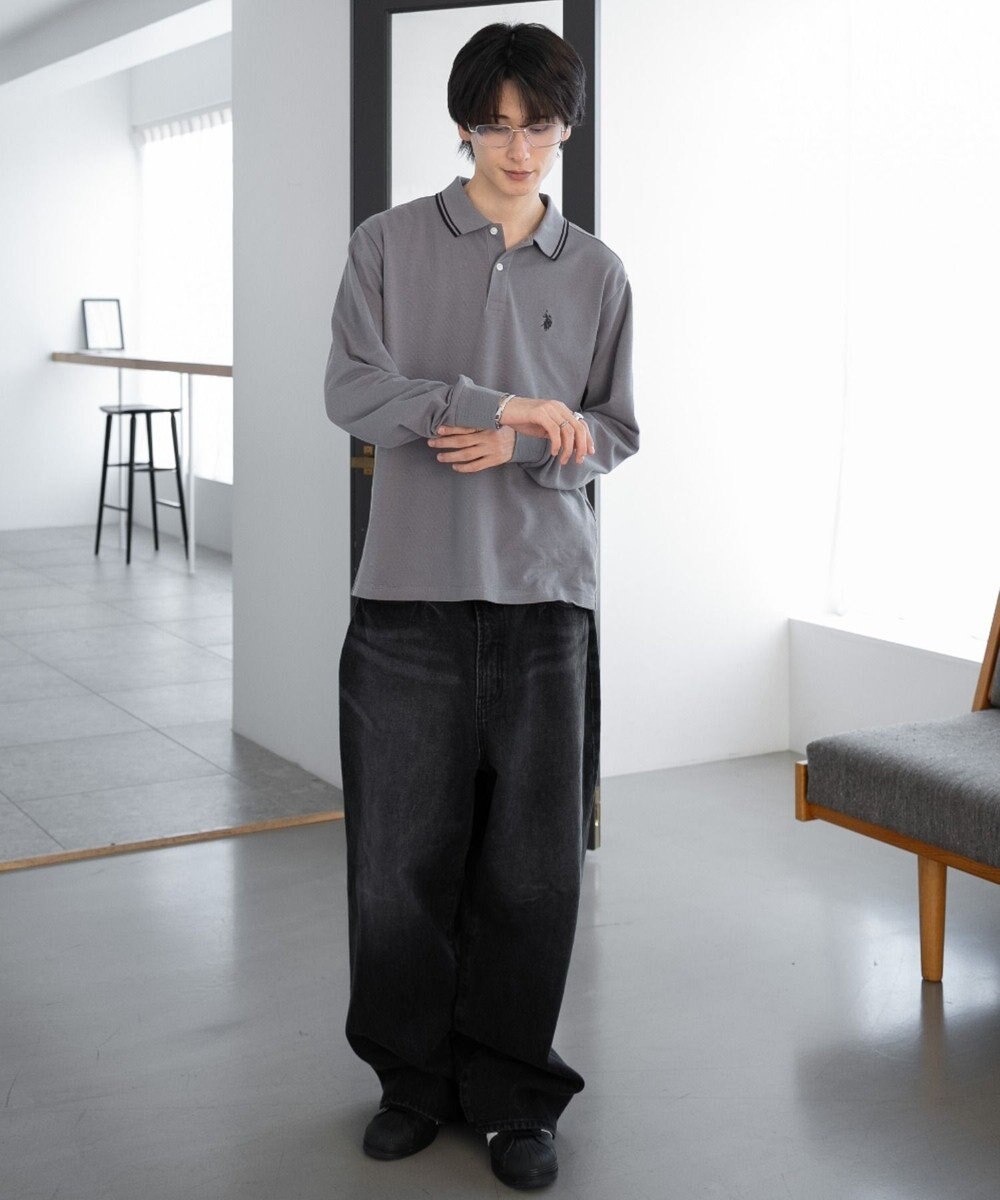 WEGO 【25年秋冬新作/ユニセックスITEM/SMLサイズ展開】別注USPOLOラインポロシャツ（長袖） 
